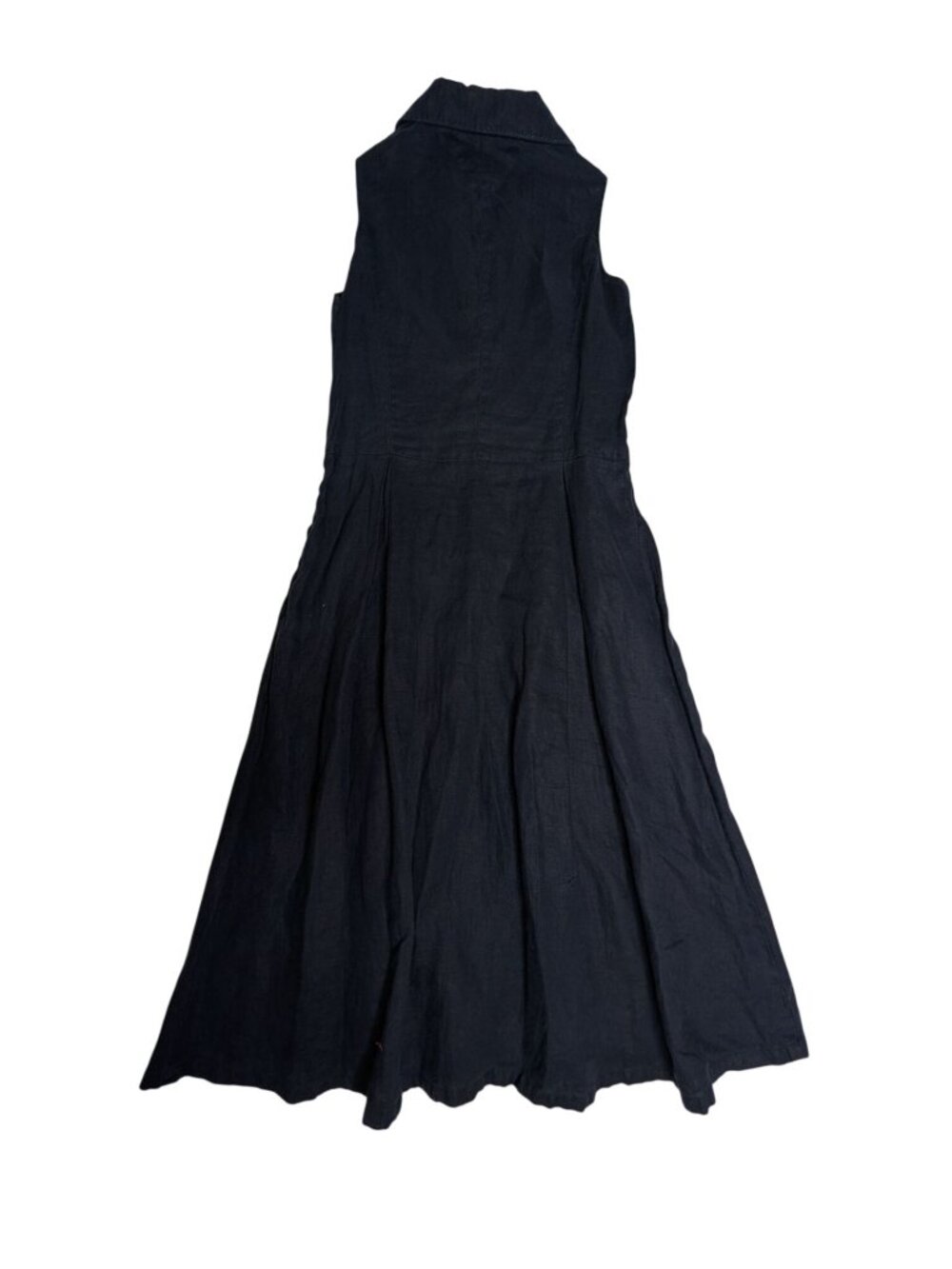 Tommy Hilfiger Linen Womens Navy Sleeveless Midi Dress Button Front & Collar Siz - Picture 13 of 14